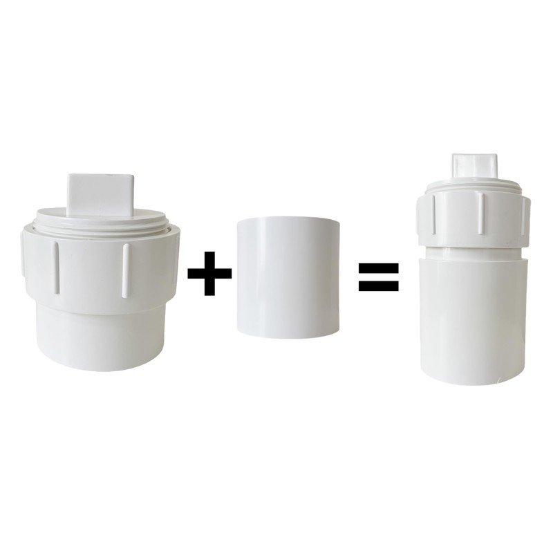 4-Inch PVC Sewer Cleanout Cap Adapter Fitting, White, with Coupling