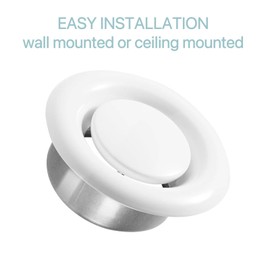 6 Inch Round Air Vent Cover, Steel Adjustable Grille for Air Duct, Ceiling Diffuser for Living Room, Closet, Bathroom, Kitchen