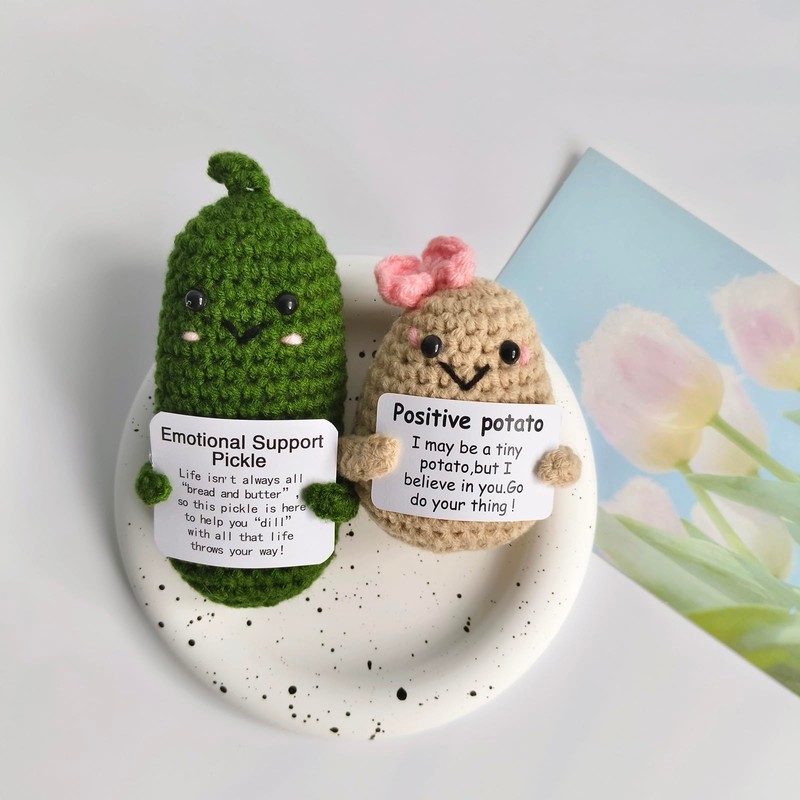 Wikorunwa Emotional Support Pickle & Positive Potato Crochet Funny Gifts