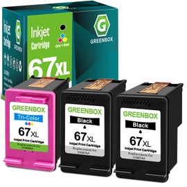 GREENBOX Remanufactured Ink Cartridge Replacement for HP 67 67XL for DeskJet 2732 2755 Envy 6052 6058 6075 DeskJet Plus 4152 4155 4158 Printer (2 Black 1 Tri-Color)