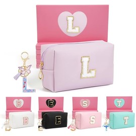 AIBFRID Birthday Gifts for Women Her,Travel Cute Makeup Bag,Large Capacity Cosmetic Bags for Women Makeup Pouch PU Leather Waterproof Cosmetic Bag, Purple