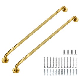 Grab Bars for Shower, 2 Pack 36-Inch Anti Slip Shower Handles for Elderly, Safety Shower Grab Bar, Stainless Steel Handicap Grab Bars for Bathroom,Toilet (Gold, 1" Diameter)