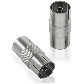 POPPSTAR 2X SAT-Adapter (IEC Antennenbuchse auf Buchse), für Koaxialkabel - Antennenkabel, silbern