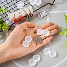 Craftdady 6Pcs Sport Ball Cabochon Silicone Molds Rugby Tennis Basketball Baseball Resin Casting Molds for Epoxy Resin Crafts DIY Keychain Jewelry Making Supplies