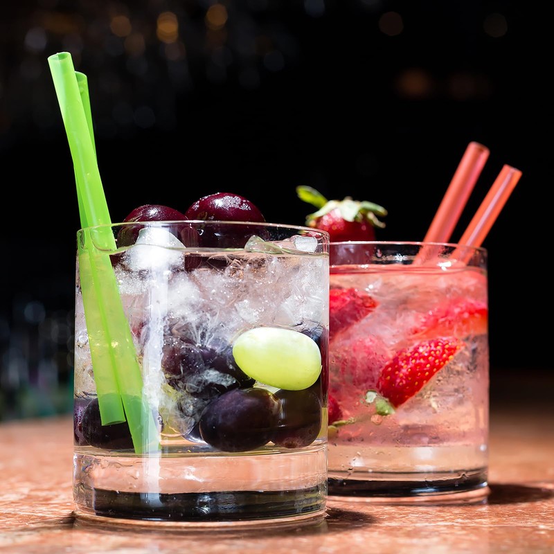 ALINK Short Glass Straws, 6 Inch Small Reusable Clear Glass