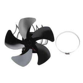 5 Blade Heat Powered Stove Fan Aluminum Alloy Noiseless Wall Hanging Thermal Powered Fireplace Fan for Wood Burning Stove Kerosene Stove Black