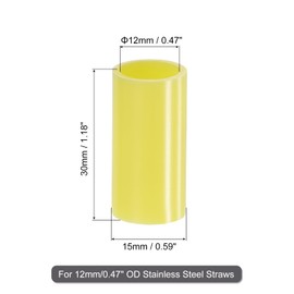 uxcell 15Pcs Silicone Straw Tips, Metal Straw Covers, Soft Reusable Straws Tips Fit for 12mm/0.47" OD Stainless Steel Straws (Yellow)