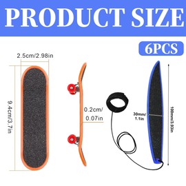 SGERUFZ Finger Skateboard, 6 Pieces Fingerboard, Mini Finger Skateboards Set, Professional Finger Toy, for Children Party Bag Filler, Children's Birthday Gifts (3 Styles)