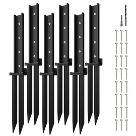 Thickened Fence Post Repair Anchor Kit, Heavy Duty Steel Fence Post Repair Stakes, Repair Tilted and Broken Wooden Post Support(6Pack/Black)