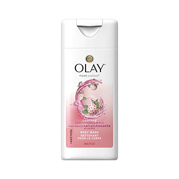 Olay Fresh Outlast Cooling White Strawberry & Mint Body Wash 3 Fl Oz (89 Ml); Travel Size