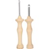2Pcs Punch Needle Embroidery Kit Wooden Handle Yarn Needle DIY