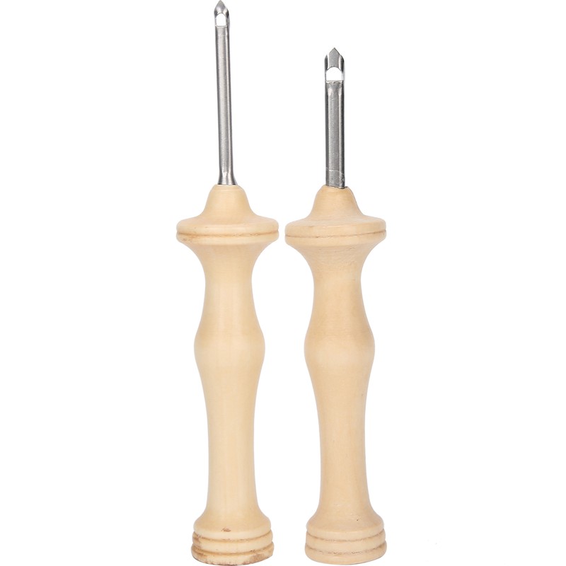 2Pcs Punch Needle Embroidery Kit Wooden Handle Yarn Needle DIY