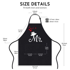 FunChaos 2 PCS Mr. & Mrs. Couple Aprons Set, Wedding Gift for Couple, Kitchen Waterproof Aprons, Apron for Women and Men, Perfact As Gift for Engagement, Anniversary, Valentine’s Day (White& Black)