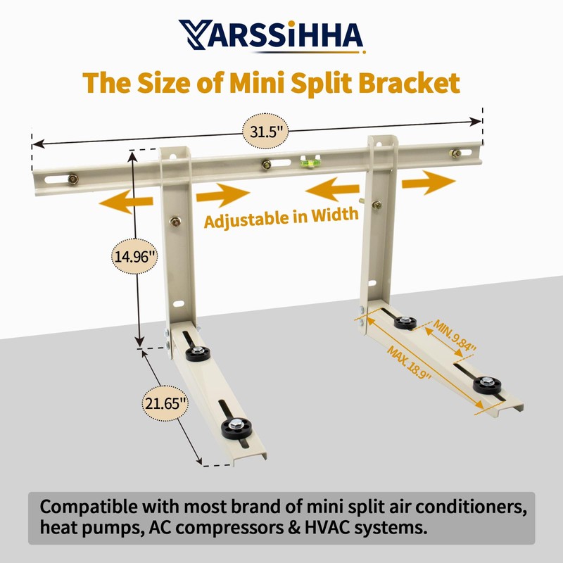 Yarssihha Mini Split Wall Mounting Bracket for Universal 7000-36000 BTU