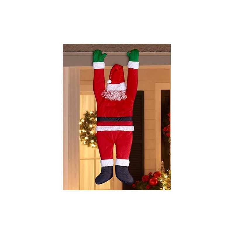 Gemmy Santa Hanging From Gutter Christmas Decoration Red 1 pk