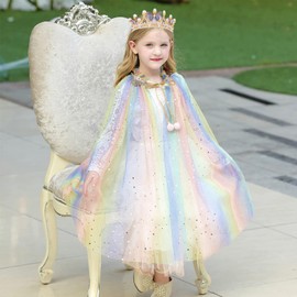 Princess Cape Set Dress up Costume for Girls Party Cosplay Fur Hooded Cloak