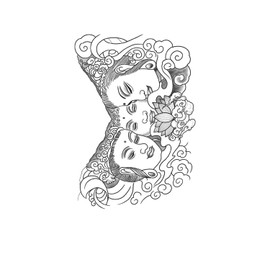 kobench Temporary Tattoos,Three Indian Women Heads - K193 Design,Waterproof,Easy-to-Apply,Long Lasting 1-2 Weeks, Plant-Based,Women Tattoos