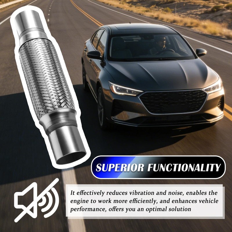 8" x 2" Stainless Steel Flex Pipe Exhaust,Double Braided Exhaust