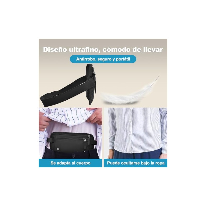 Cinturón de Viaje con Tecnología Bloqueo RFID, Cangurera Mujer y