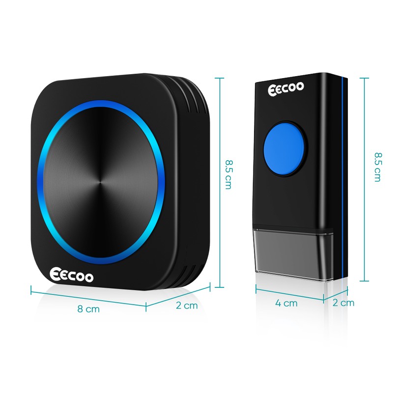 Wireless Doorbell, EECOO Wireless Bell Waterproof Set, Wireless Doorbell, 58