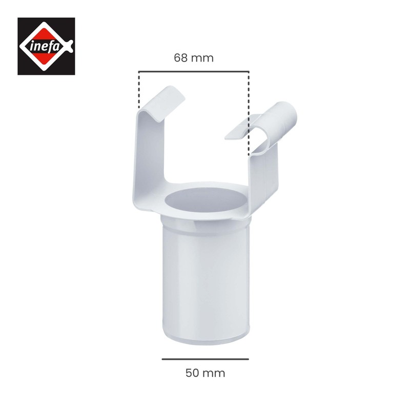 INEFA Drain pipe box-shaped, PVC-U NW68/DN50 white hanging nozzle, gutter