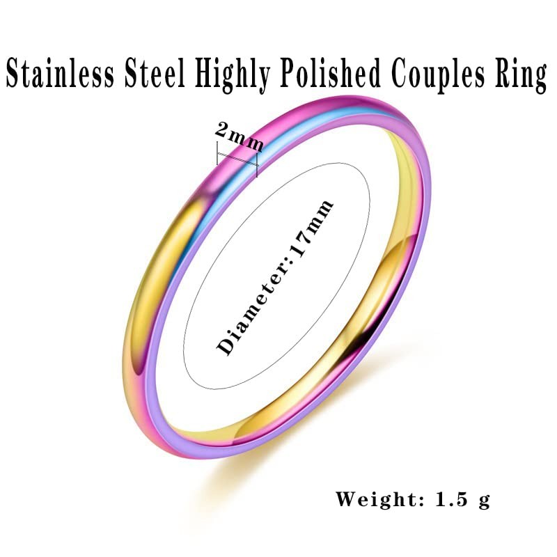 INENIMARTJ 2mm Thin Titanium Stainless Steel Knuckle Stacking Midi Rings,Stackable