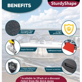 SturdyShape Premium Boat Trailer bunk Carpet Kit -The Marine Carpet is 20ftx20in 25oz- Boat bunk Board Carpet - Boat bunk Carpet, Jet ski bunk/Boat Trailer Carpet (20"x20' Black v2) (1, Black)