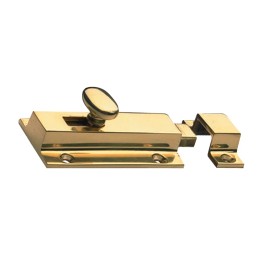 Häfele Hafele 900.17.949 Polished Brass Knob Slide Action Surface Door Bolt Lock