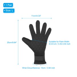 PATIKIL Neoprene Diving Gloves, 1 Pair Wetsuit Dive Gloves Five Finger Surfing Scuba Gloves Adjustable for Diving Snorkeling Swimming Water Sports, Black, M