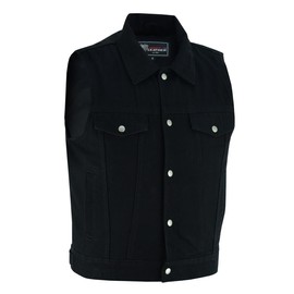 Vance VB917 Mens Black Jean Style Denim SOA Motorcycle Vest with Conceal Carry Pockets (2X-Large, Black)