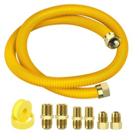 60" Flex Gas Line, Gas Dryer Connector Kit, Stove/Water Heater/Dryer Gas Line with Connectors 1/2" MIP 1/2"FIP 3/4"MIP, 5/8 in.OD(1/2 in. ID）Coated Corrugated Stainless Steel Tubing