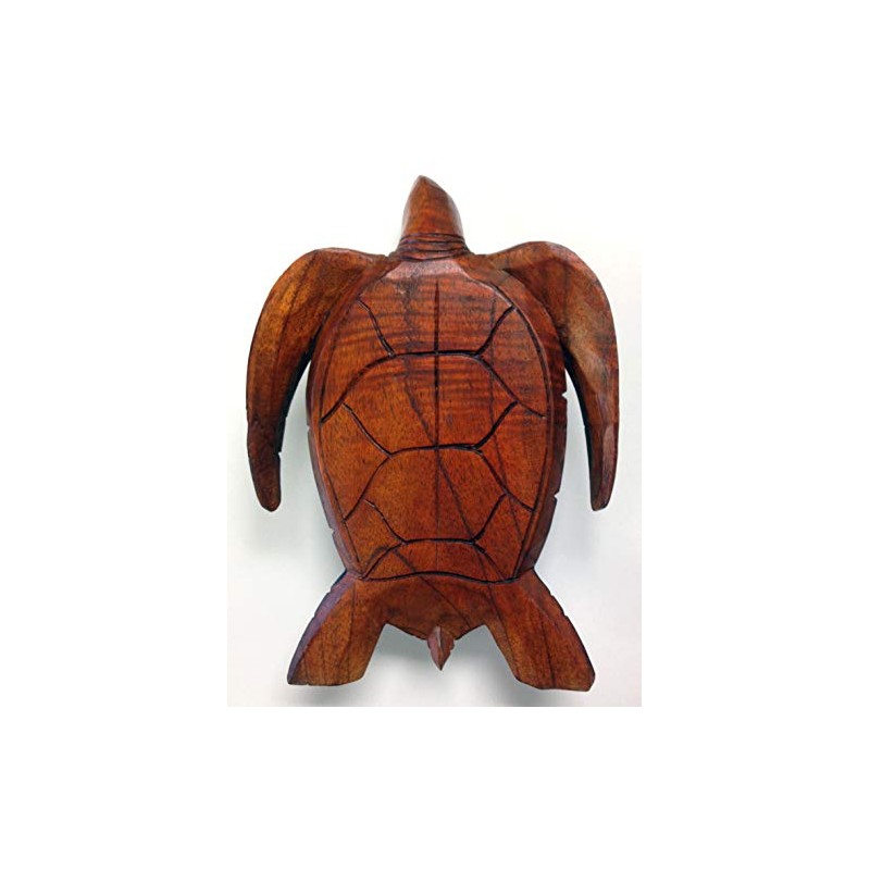 12" Hand Carved Wood Hawaiian Honu Sea Turtle - Large