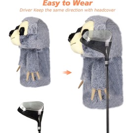 Sloth Golf Club Head Covers, Relassy Novelty Driver Head Covers, Funny Sloth Golf Head Covers for Woods Fits 460cc Driver, Novel Golfing Gifts for Men Women