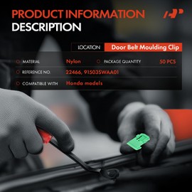 A-Premium 50PCS Nylon Door Belt Moulding Retainer Clips Molding Clip Compatible with Honda Models