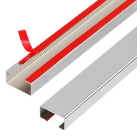 Stainless Steel Management Raceway of Cables, 3-Pack 39.37in Metal Cable Condenser, Self-Adhesive Wire Cord Hider, No Screws No Drill On Wall Cable Cover Channels for Floor Home Office Kitchen