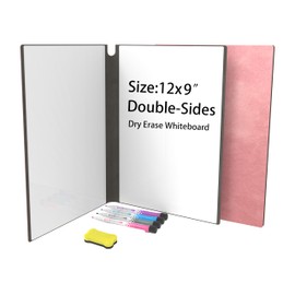 Portable Whiteboard Notebook, Small Dry Erase White Board with Leather Cover, Double Sides Whiteboard Suitable for Use at School,Office and Home. (Pink)