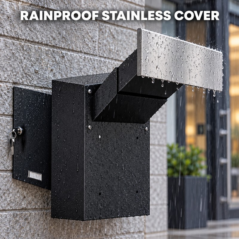 Through-Wall Locking Drop Box with Adjustable 6.63-11.7 Inch Chute, Heavy