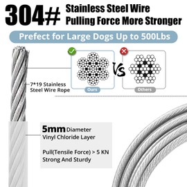jenico Dog Tie Out Cable: 10 ft Dog Lead for Yard - Heavy Duty Chain Leash Outside for Small Large Dogs Up to 500 lbs - Outdoor Dog Runner Tether