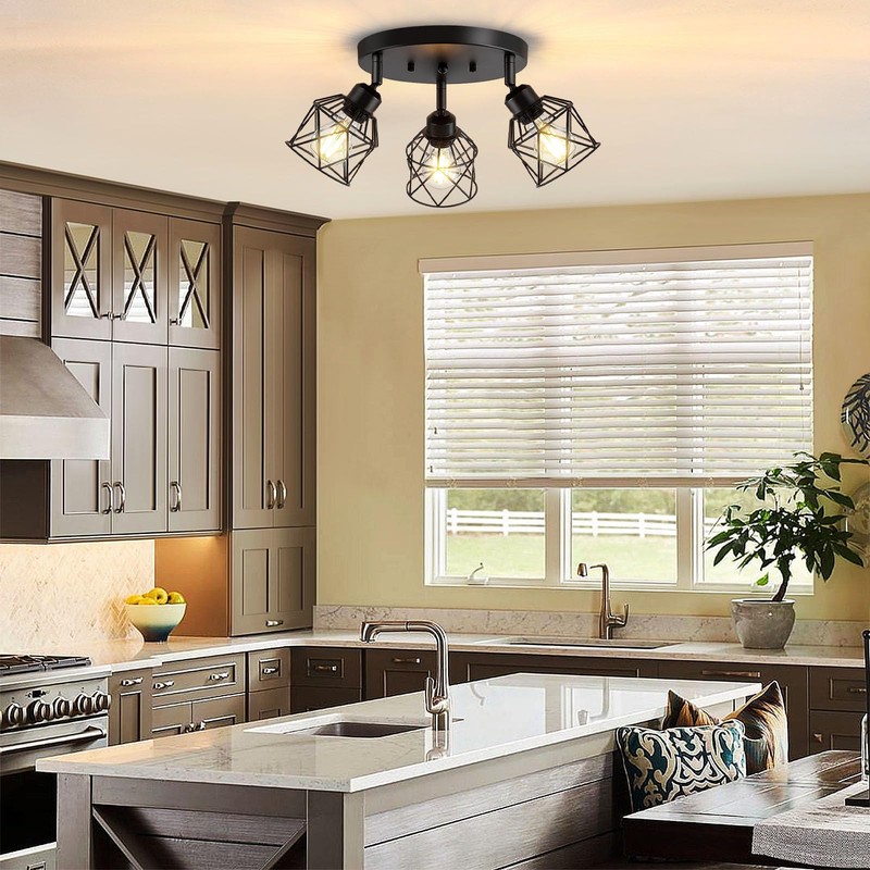 Baocuz 3-Light Kitchen Flush Mount Ceiling Light, Adjustable Multi-Directional Ceiling