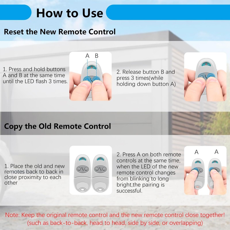 2 Pack 433.92 MHz Remote Control Key Fobs for C@me,