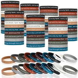 Estune 240 Pieces Bible Verses Bracelets Motivational Scripture Bracelets Bulk Religious Silicone Bracelets Quote Rubber Inspirational Wristbands Christian Gifts for Men Women Teens (Vintage Color)