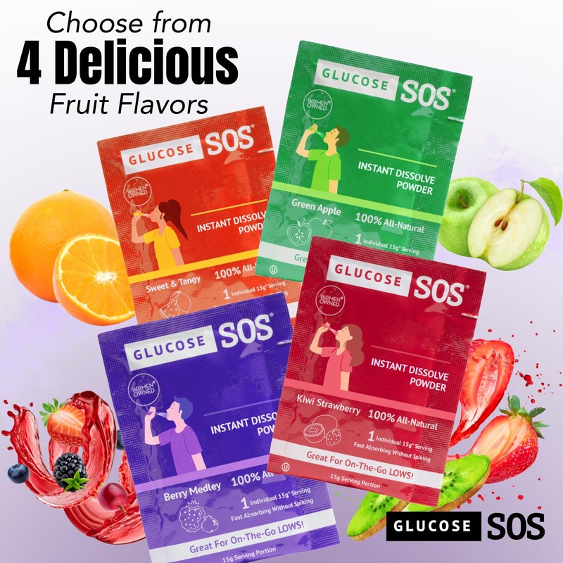 Glucose SOS Glucose Powder Packets with Natural Dextrose, Fast-Absorption That