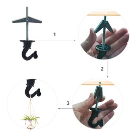 2 Pack Ceiling Hooks, Swag Ceiling Hooks for Hanging Plants, Heavy Duty Swag Hook with Hardware Including Screws and Toggle Wings for Ceiling Installation Wall Fixing