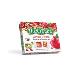 Hazer Baba Turkish Delight Pistachio Candy, Pomegranate Flavored, Gourmet Snack Box, Traditional, Vegan Snack, Turkish Lokum,Sweets, Loukumi, Delicias Turcas, Halal, Kosher, 4.4oz (125g)