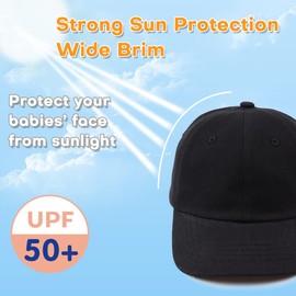 PEECABE Baby Boys Girls Plain Baseball Caps Cotton Toddler Hat Kids Classic Cap Children Sun Hats Spring Summer 1-5Y (52CM(2-5Y), Black)
