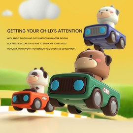 Press & Go Car for Toddlers 1-3, Baby Animal Racing Cars, Infant Play Vehicle Set, Baby Push Go Friction Car Toys for 6-9-12-18 Months, 1st Birthday for 1-2 Years Old Boys