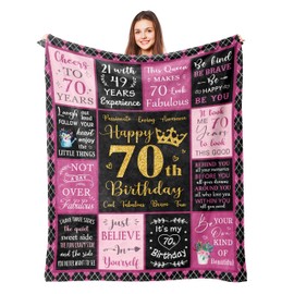 Lcobion 70th Birthday Gifts for Women, Gifts for 70 Year Old Woman, 70 Year Old Birthday Gifts for Women, Present for 70th B-Day Females, 70th Birthday Decorations for Woman Blanket 50" X 60"