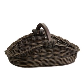 The Basket Lady Wicker Gathering Basket, Small, 18.5 in L x 10 in W x 9 in H, Antique Walnut Brown (Sold Individually)