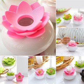 HomDSim Lotus Cotton Swab Holder,Cotton Bud Small Q-tips Toothpicks Brushes Holder Box Case Storage Organizer Jar with Clear Lid Dustproof Cover (Pink + Green)