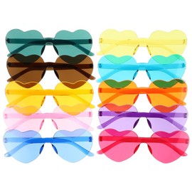 [LEDMOMO] 10pcs Heart Glasses Party Color Glasses Women Sunglasses Valentine's Day Glasses Valentine's Day Party Eyewear Valentine's Day Sunglasses Beach Sunglasses PC